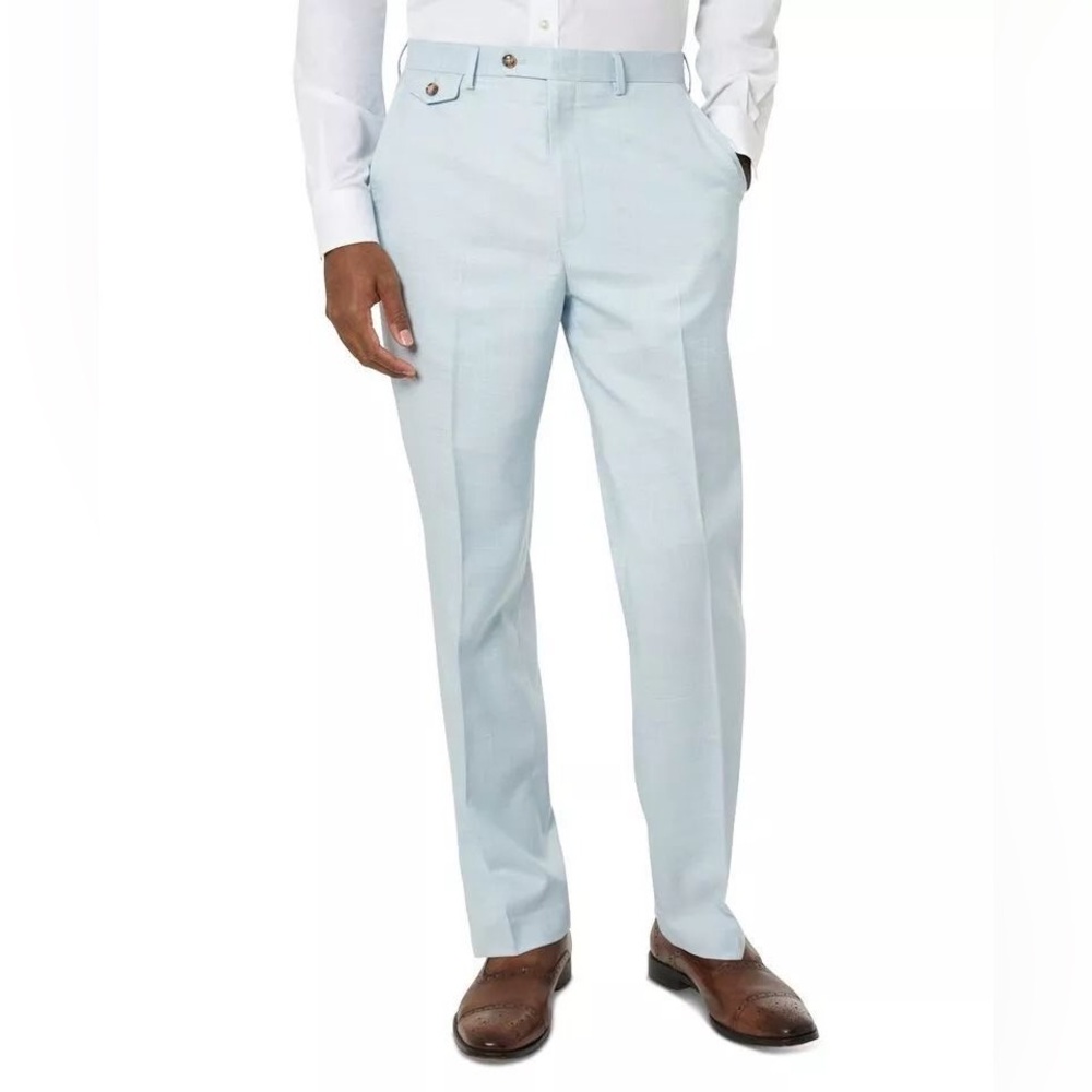RRP$ 175 New Tayion Collection Men LightBlue Classic Fit Dress Pants Waist 44